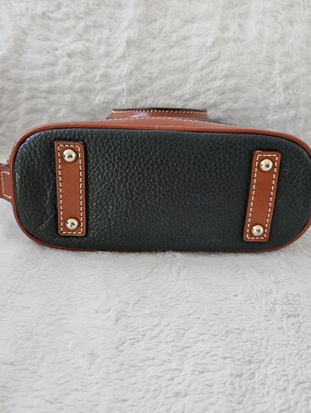 Dooney & Bourke Black Pebbled Leather Satchel with Brown Trim 1975 - Picture 3 of 4